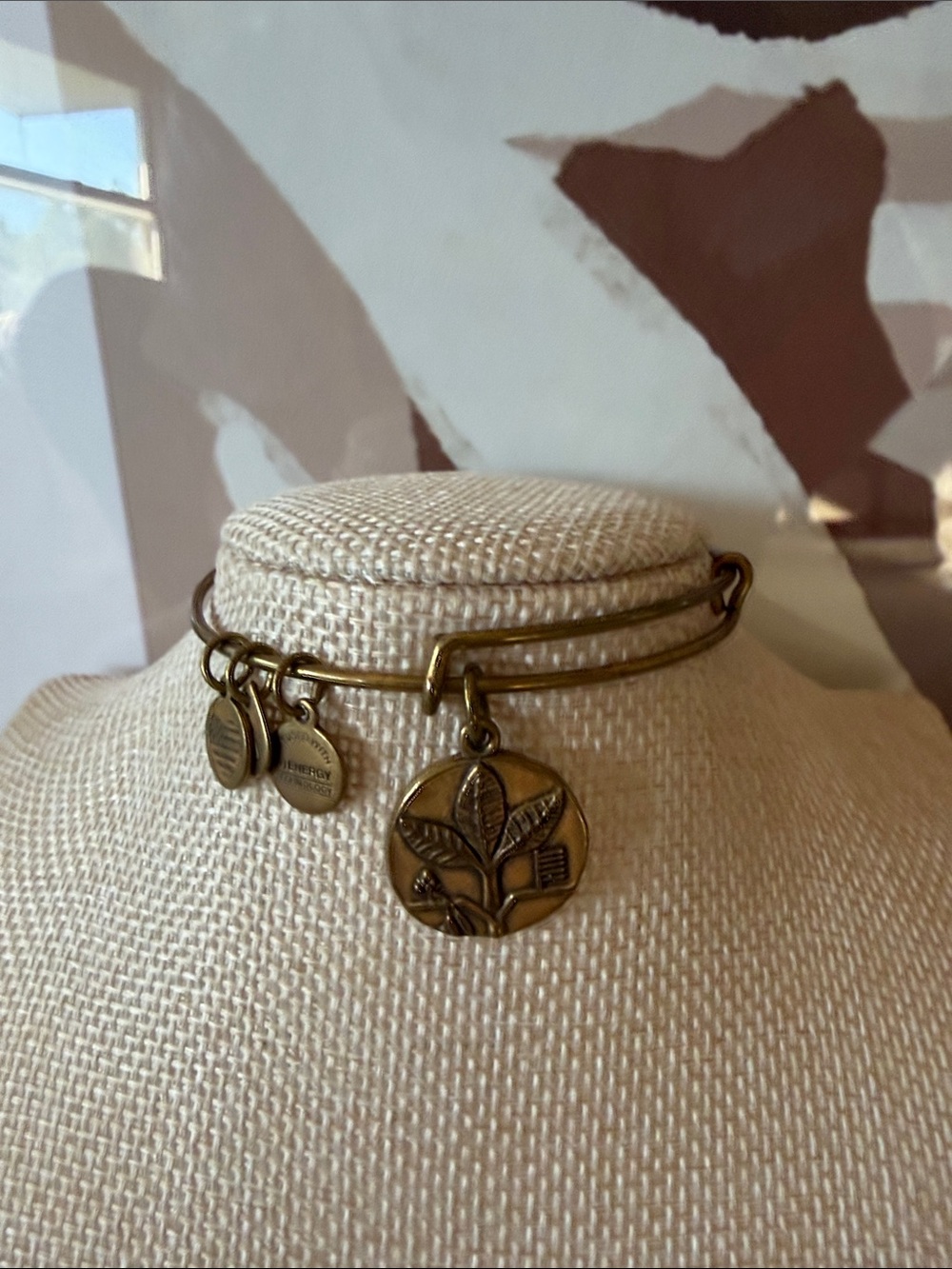 Alex and Ani Gold Botanical Disc Charm Bangle Bracelet